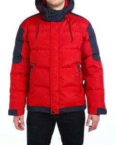 Куртка пуховая средней длины 16509 - Red fire/Navy (Фото 9)